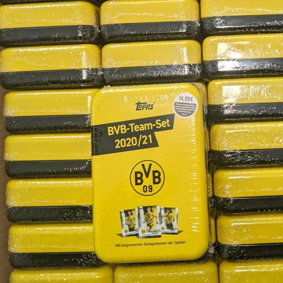 2020-21 TOPPS BVB DORTMUND TEAM SET TIN Haaland Collector - Picture 2 of 2